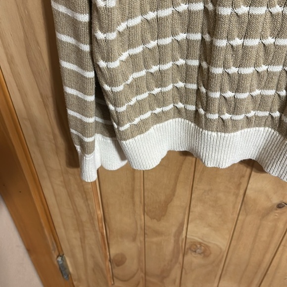 NAUTICAL Striped Cable Knit Sweater in Cream and Tan - Picture 3 of 5